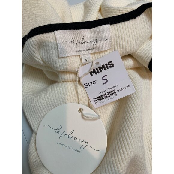 Luxe Ribbed Short Sleeve Contrast Trim Fitted Knit Top In Cream & Black - Picture 6 of 7